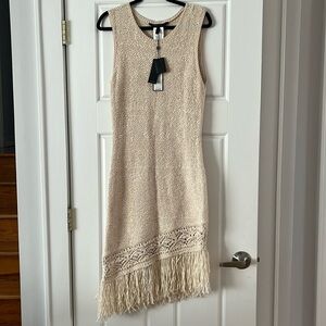 NWT BCBG MAXAZRIA JOCELYNN knit fringe dress size L